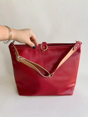 Wynonna Leather Tote Bag - Cherry