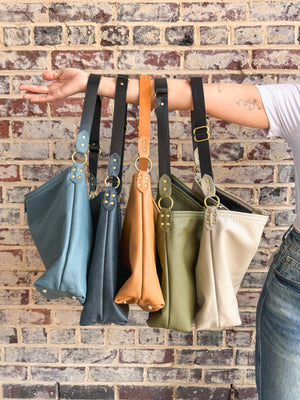 Wynonna Leather Tote Bag - Kale