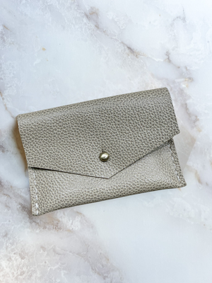 Leather Card Wallet - Almond Pebble