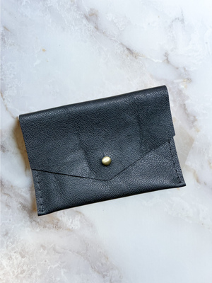 Leather Card Wallet - Black