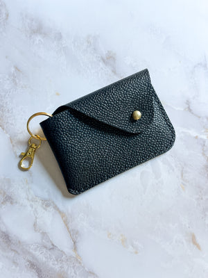 Mini Keychain Wallet - Black Pebble