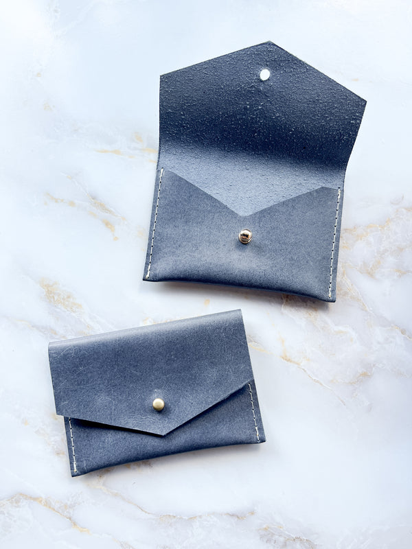 Leather Card Wallet - Blueberry