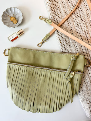 Celine Leather Crossbody Bag - Fringe Key Lime