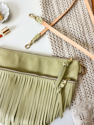 Celine Leather Crossbody Bag - Fringe Key Lime