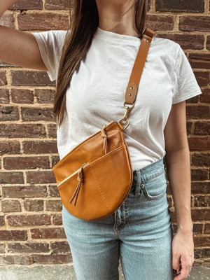 Celine Leather Crossbody Bag - Cognac