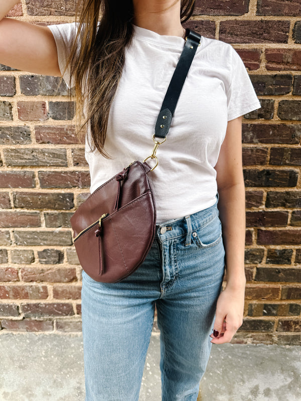 Celine Leather Crossbody Bag - Fig