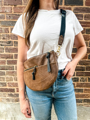 Celine Leather Crossbody Bag - Mocha