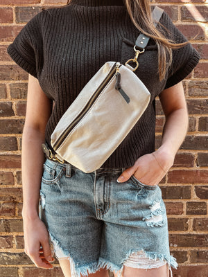 Shania Leather Sling Bag - Snow