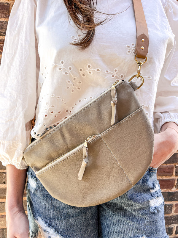 Celine Leather Crossbody Bag - Mushroom