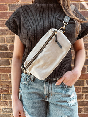 Shania Leather Sling Bag - Snow