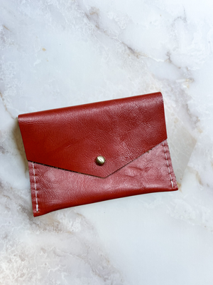 Leather Card Wallet - Cherry