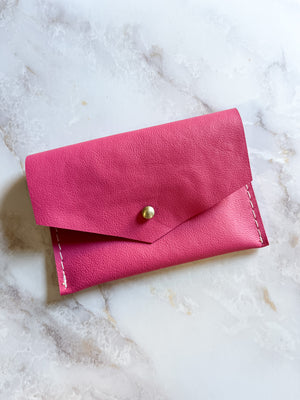 Leather Card Wallet - Dragonfruit