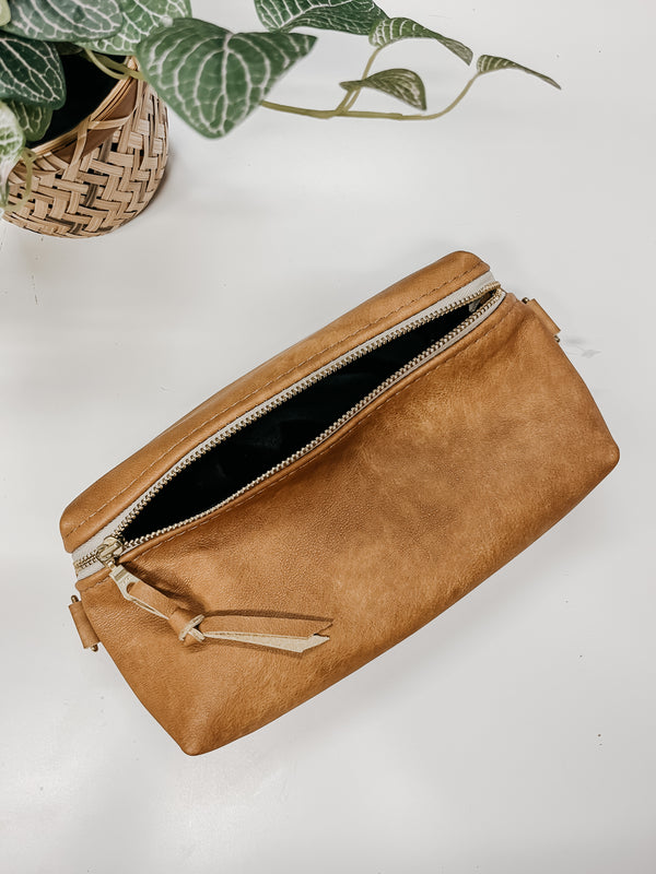 Shania Leather Sling Bag - Caramel