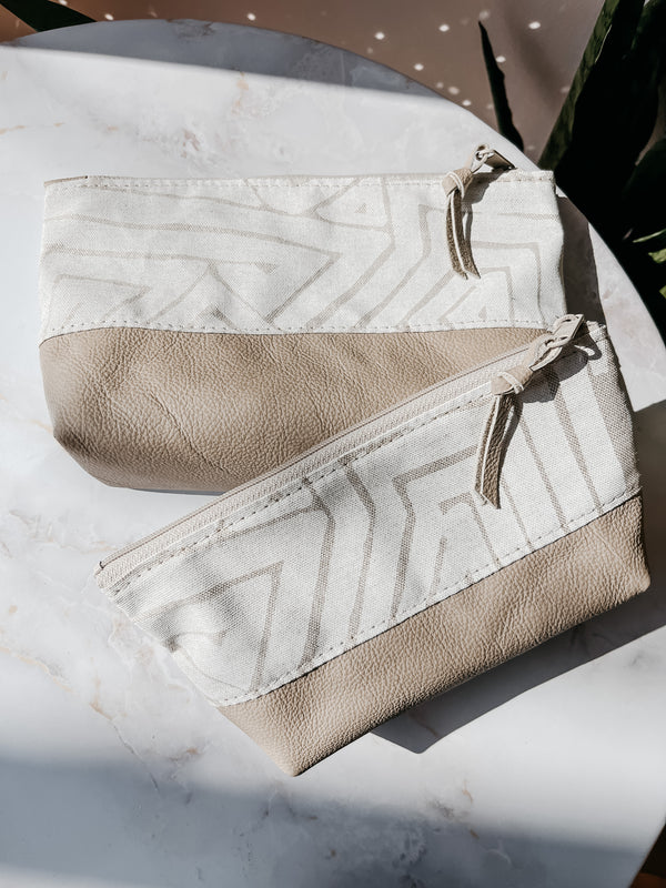 The Stevie Small Bag, Almond Leather + Painted Lines