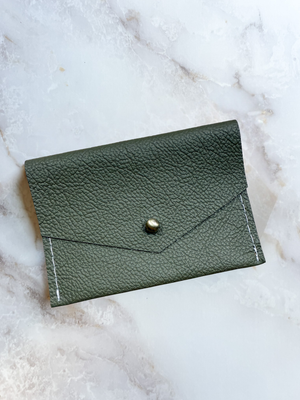 Leather Card Wallet - Kale