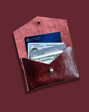 Leather Card Wallet - Cranberry