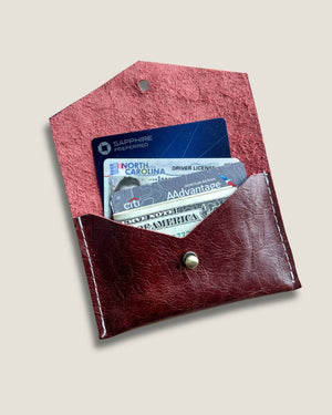 Leather Card Wallet - Cranberry