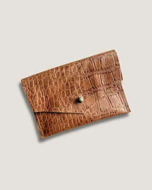 Leather Card Wallet - Croc Print