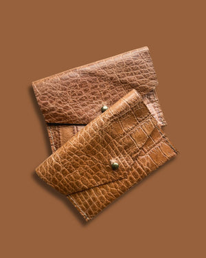Leather Card Wallet - Croc Print