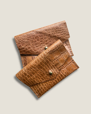 Leather Card Wallet - Croc Print