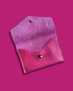 Leather Card Wallet - Dragonfruit