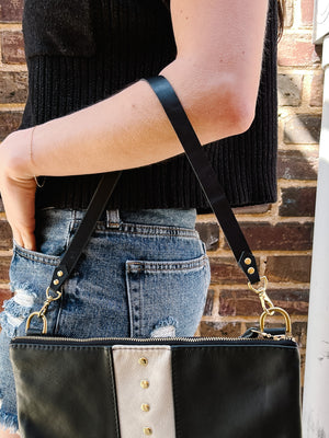 20” Leather Shoulder Strap - Black