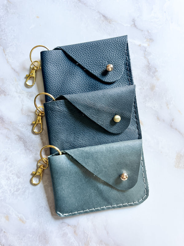 Mini Keychain Wallet - Blue Pearl