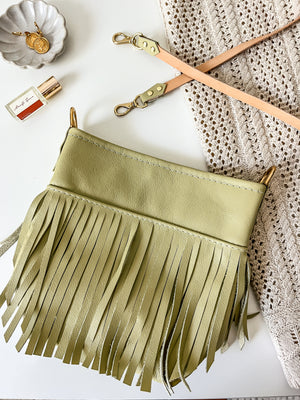 Reba Mini Bucket Bag - Fringe Key Lime