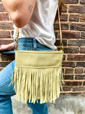 Reba Mini Bucket Bag - Fringe Key Lime