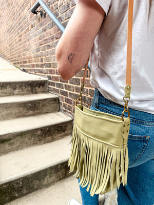 Reba Mini Bucket Bag - Fringe Key Lime