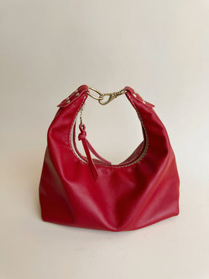 Jo Leather Shoulder Bag - Cherry