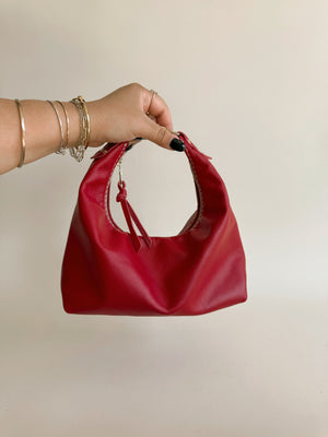Jo Leather Shoulder Bag - Cherry
