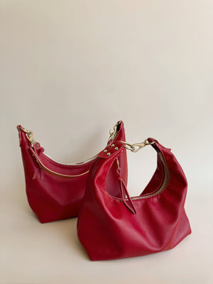 Jo Leather Shoulder Bag - Cherry