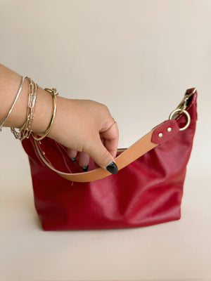Jo Leather Shoulder Bag - Cherry