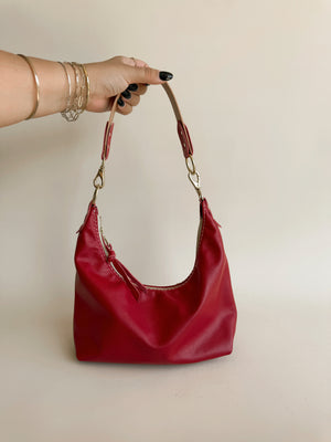 Jo Leather Shoulder Bag - Cherry