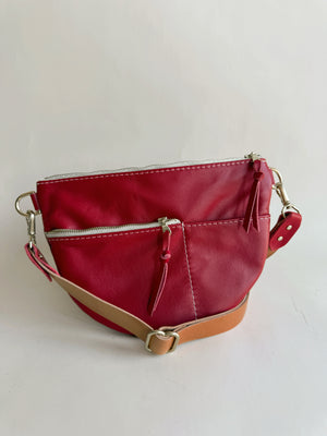 Celine Leather Crossbody Bag - Cherry