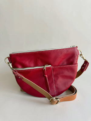 Celine Leather Crossbody Bag - Cherry