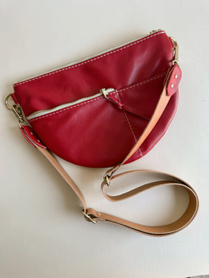 Celine Leather Crossbody Bag - Cherry