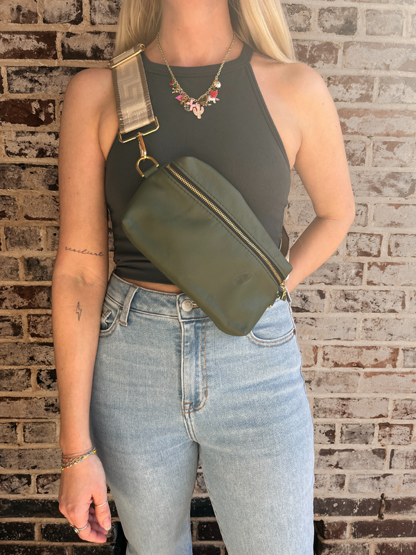 Shania Leather Sling Bag - Fern