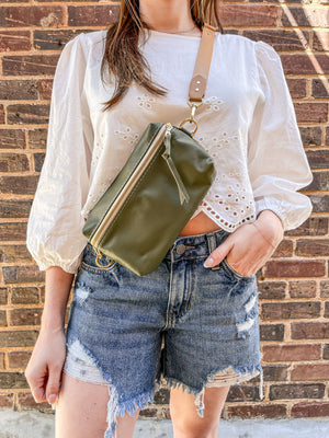 Shania Leather Sling Bag - Olive
