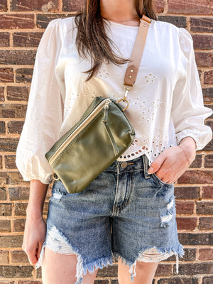 Shania Leather Sling Bag - Olive