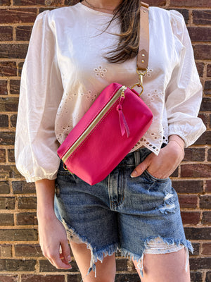 Shania Leather Sling Bag - Dragonfruit