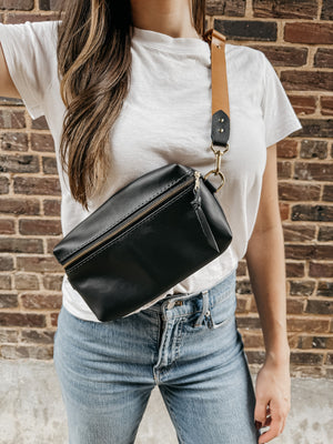 Shania Leather Sling Bag - Black