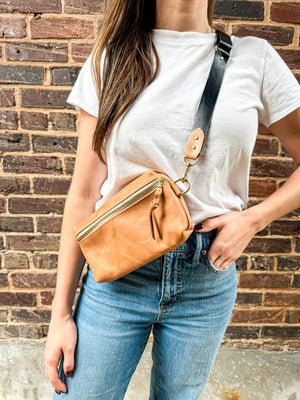 Shania Leather Sling Bag - Honey