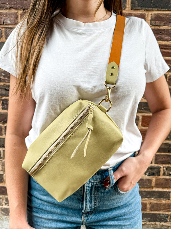 Shania Leather Sling Bag - Key Lime