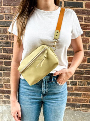 Shania Leather Sling Bag - Key Lime