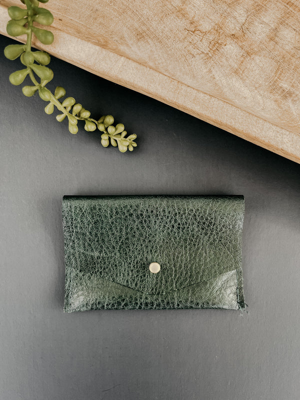 Leather Card Carrier - Hunter Green