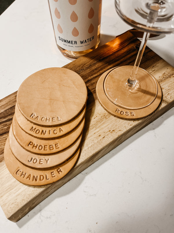 Leather Coasters, Friends - Set of 6